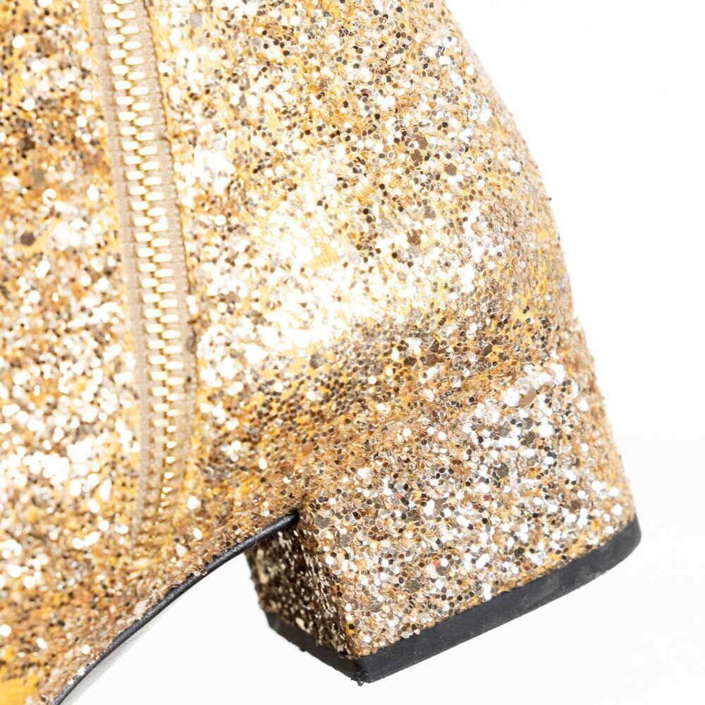 Saint Laurent Babies Gold Glitter Block Heel Ankle Boot EU 36 Authentic COA - Picture 13 of 16